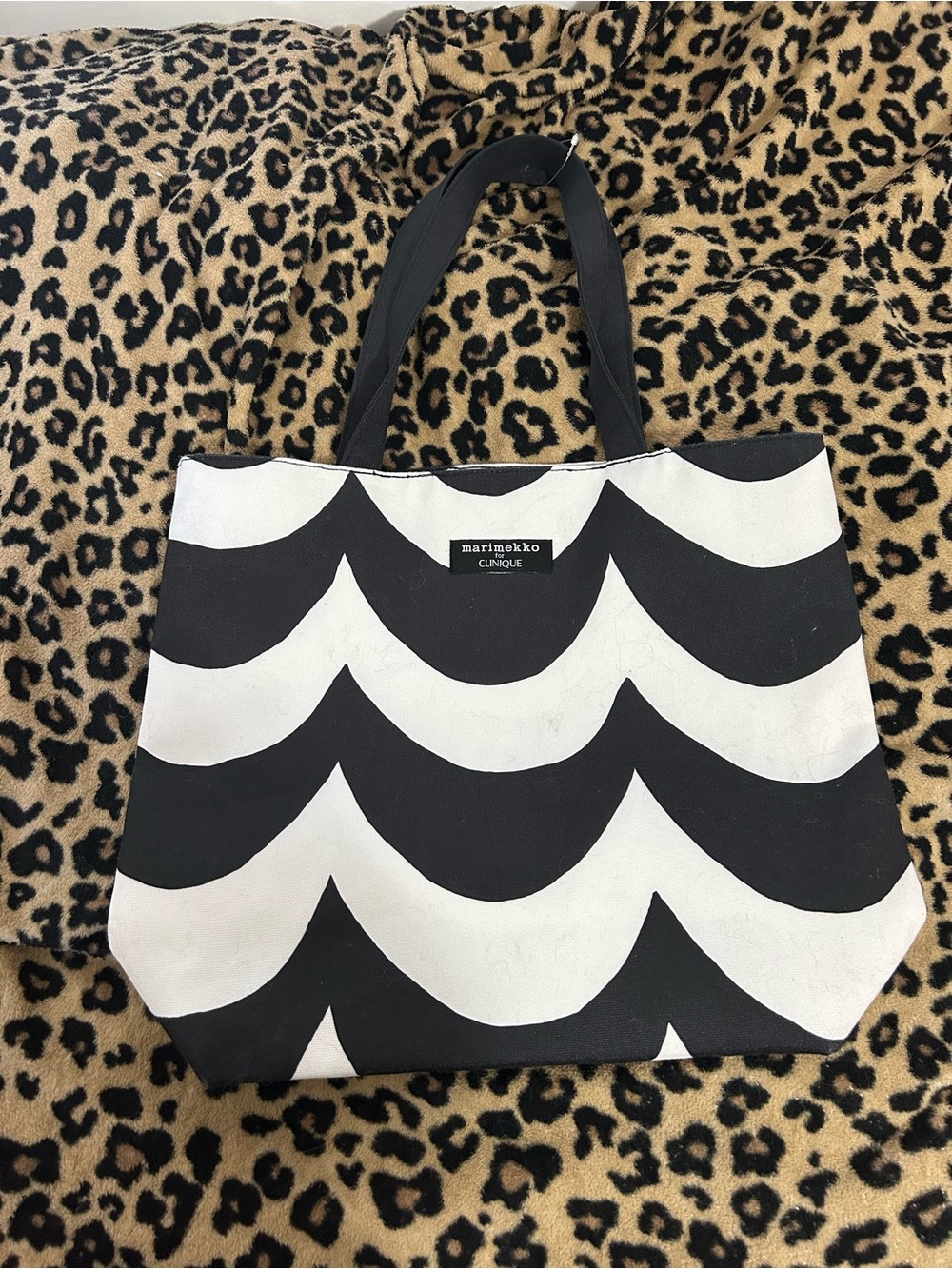 Marimekko Black and White Wave Canvas Tote